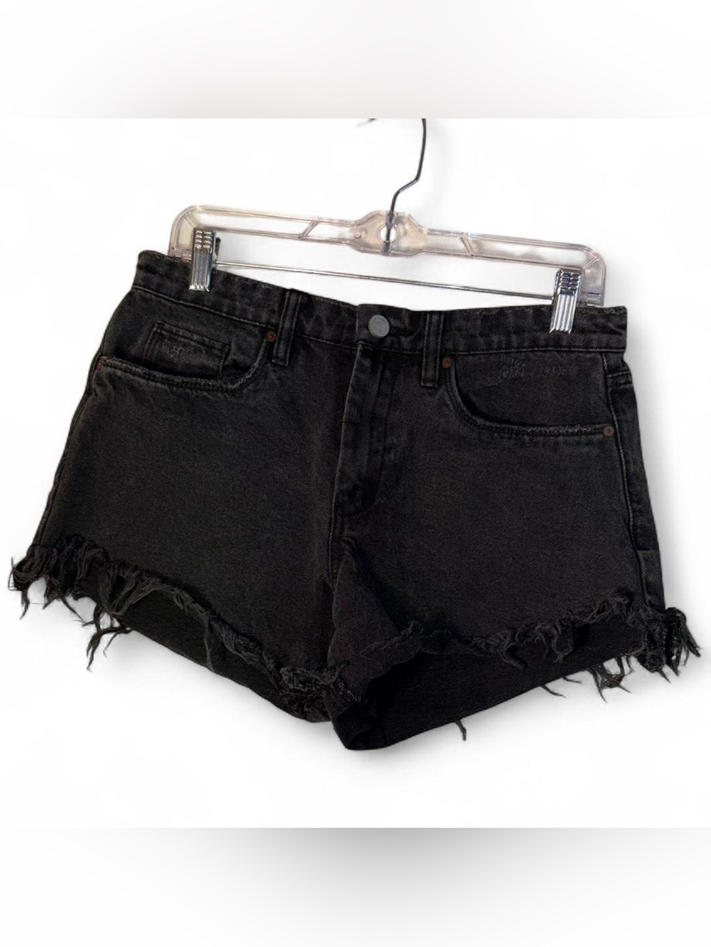 Black Distressed High-Waist Women's Denim Shorts
